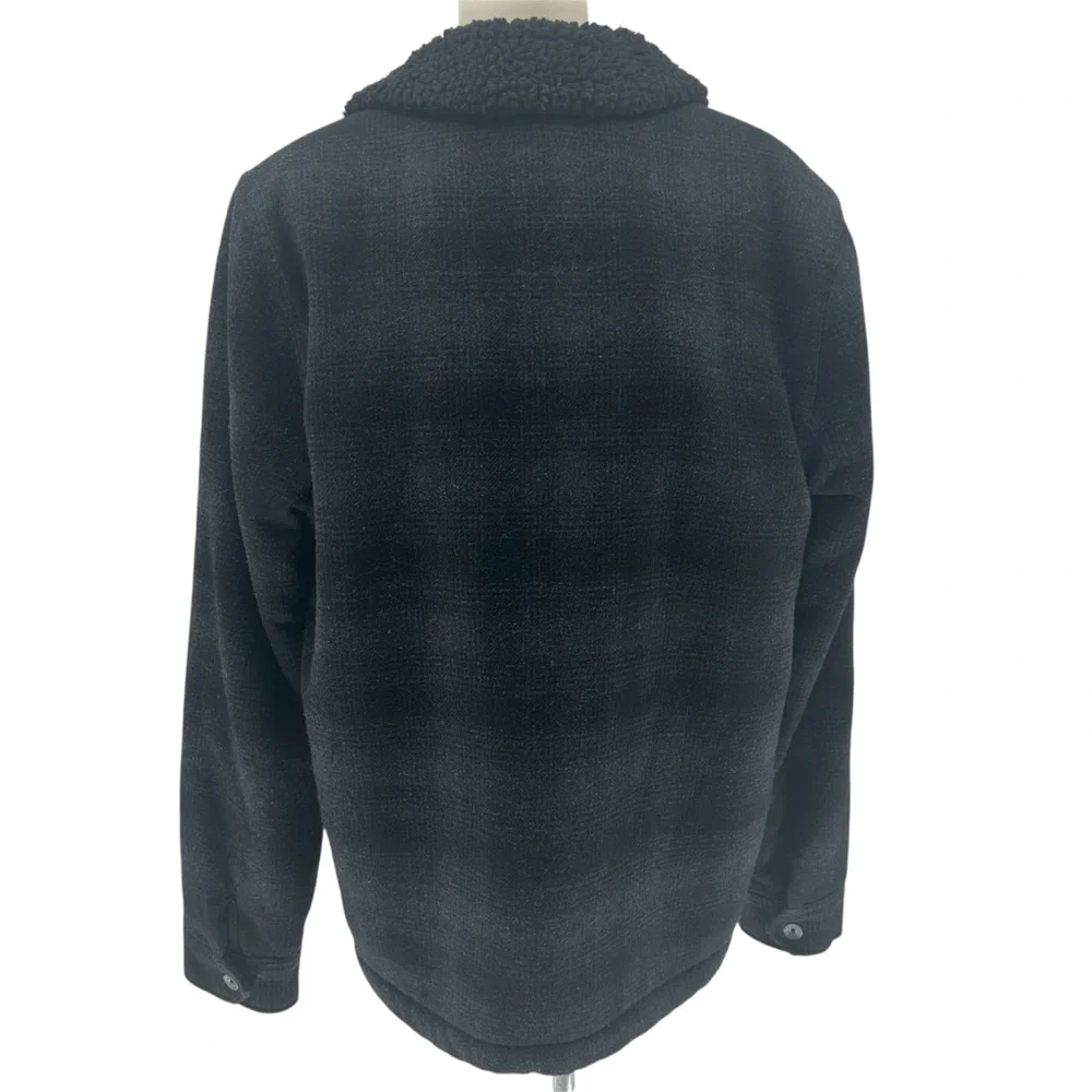 Volcom Men’s Keaton Jacket Plaid Fleece Lined Sz M Black Gray Wool Blend